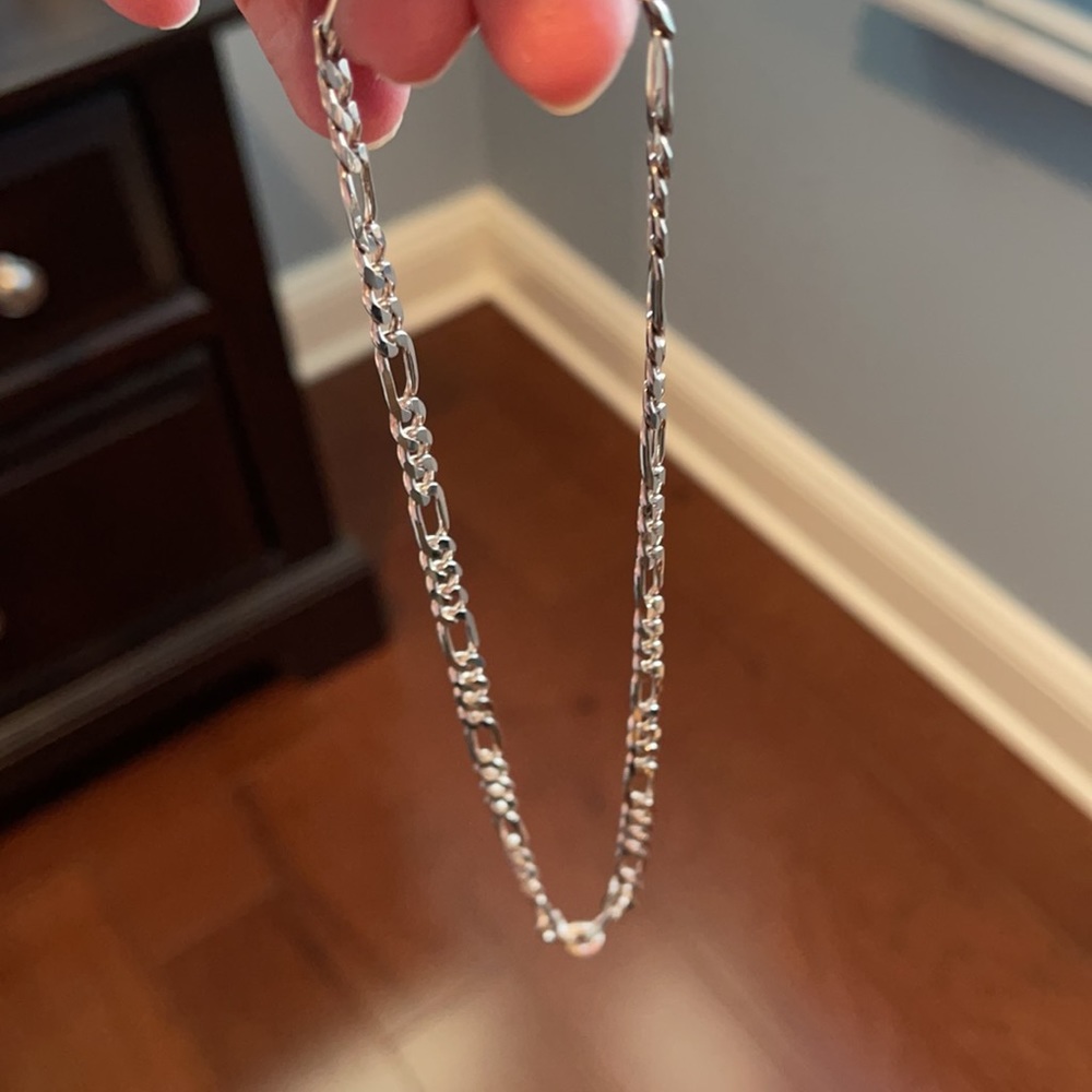 925 silver figaro link necklace made in Italy
